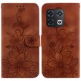 thumbnail image 2 of Compatible avec OnePlus 10 Pro 5G Étui Portefeuille Embossé Lys avec Porte-Cartes en Cuir PU Couverture Rabattable, 2 of 5