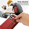 thumbnail image 4 of ELEHOLD Case for Samsung Galaxy A24 4G, Zipper Leather Wallet Crossbody Case with Detachable Ring Kickstand & Card SlotsRed, 4 of 10