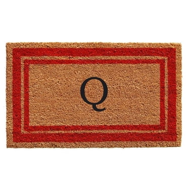 Calloway Mills Monogram Doormat - Dark Blue Border Coir Welcome Mat With Letter W (18"x30")