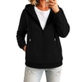 thumbnail image 5 of Women Full Zip Hooded Jacket Sevevn Drawstring Dual Side Pockets Long Sleeve Loose Casual Sweatshirt Outerwear For Spring Fall Daily Wear, 5 of 9