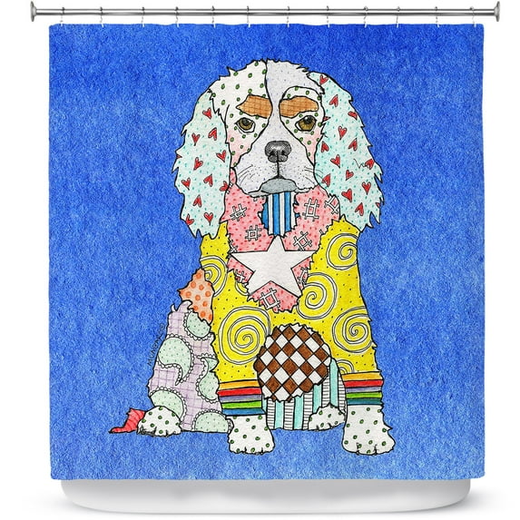 Shower Curtains 70" x 93" from DiaNoche Designs by Marley Ungaro - King Charles Spaniel Blue