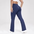 thumbnail image 5 of Resivox Women's High Waisted Cross Waist Yoga Pants - Fashionable Design with Flared Legs, Stretchy Fabric for Outdoor Sports & Casual Wear, Slim-Fit Navy S, 5 of 6