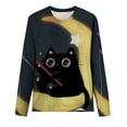 thumbnail image 3 of Cat Lover T-Shirt Women's Long Sleeve Tops Fashion Cute Cats Print Blouses Funny Graphic Crewneck Tees Junior Clothes, 3 of 3
