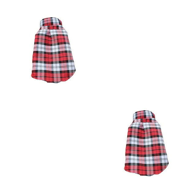 Camisa a cuadros Methold para mascotas Cálida Otoño Invierno Sin hebillas Rojo 2piezas