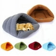 thumbnail image 2 of Pet Dog Cave Bed Thick Fleece Warm Soft Slipper Shape Beds for Puppy Cats Tent Sleeping Mats Winter Pets Indoor Triangle Nest (green,58X68CM), 2 of 7