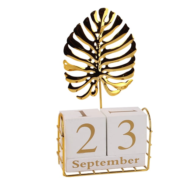 Weiweiguan 1 Set Nordic Style Wood Perpetual Calendar Desktop Calendar Blocks Home Office Decoration