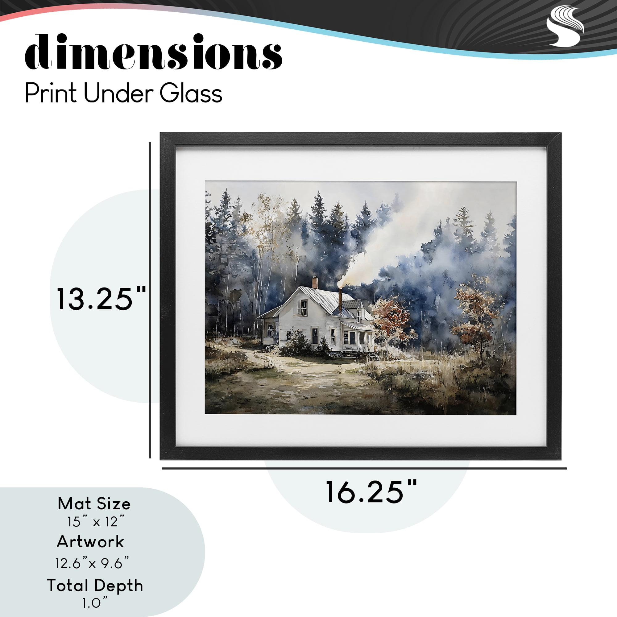 Stupell Industries Indigo Smoke at Woodland Cottage Black Framed Print Under Glass, design by Franklyn Gregory