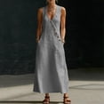 thumbnail image 4 of Plus Size Summer Casual Sundress Women's Summer Casual Dress Gradual Sleeveless Neck V-Neck Long Dress Gray L, 4 of 8