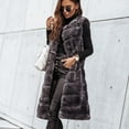 thumbnail image 2 of LEAVINGSUO Womens Tops Winter Coats for Women Womens Plus Size Clearance $5 Ladies Fashion Long Color Warm Round Neck s Vest Jacket, 2 of 7