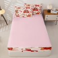 thumbnail image 4 of Homewish Cute Dog Zipper Queen Comforter Set with Fitted Sheet and 2 Pillowcases,Valentine's Day Love Print Zipper Bedding Set,Cream,Pink Reversible,4pcs, 4 of 8