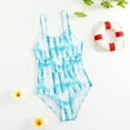 thumbnail image 2 of Otqutp Toddler Girls Dinosaur Swimming One Piece Kids Cute Tie Dye Swimsuit Adjustable Straps Floral Print Rainbow Bathing Suit Modest Beach Swimwear, 2 of 4