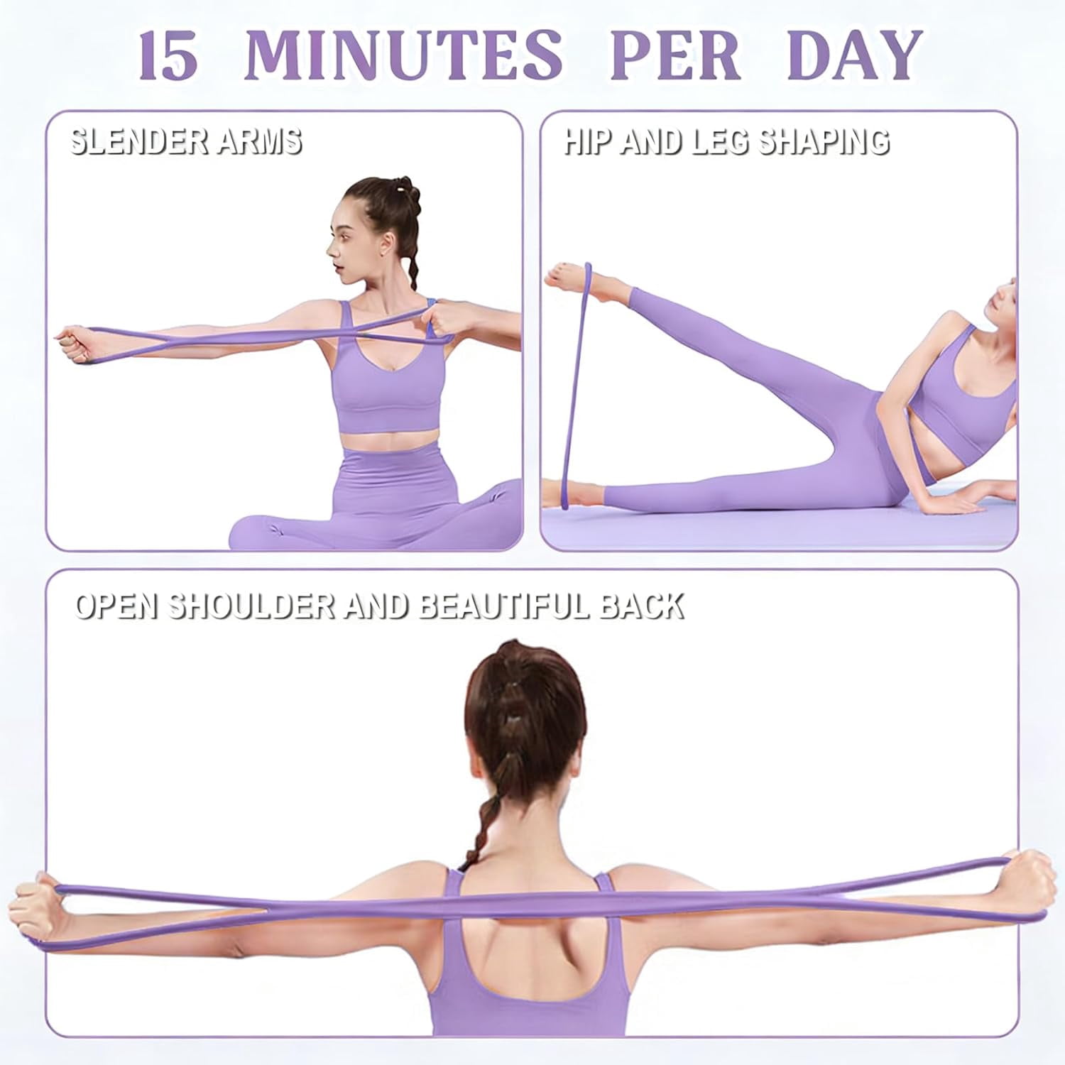 Yoga Resistance Band, New Figure 8 Resistance Bands With Handles - Ideal Exercise Bands For Women For Arm, Back & Shoulder Stretching And Strength Training