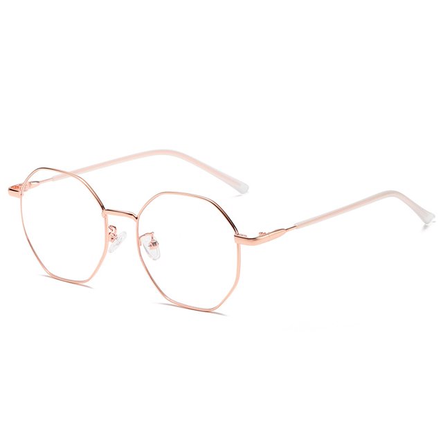 Gafas de bloqueo de luz azul poligonal para mujeres y hombres, gafas de Metal cuadradas octagonales Vintage sin receta