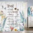 thumbnail image 2 of Inspirational Quote Shower Curtain for Bathroom, Trust in The Lord with All Thine Heart Tropial Plants Leaves Backdrop Bath Curtain, Waterproof Fabric Bathroom Decor Sets with Hooks, 2 of 3