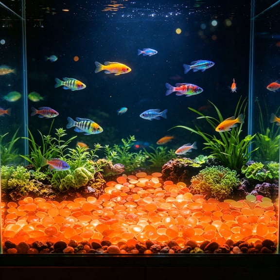 600-Piece Glow In The Dark Garden Pebbles Luminous Resin Stones For Yard Pathway Aquarium Decor 0.4 Inches