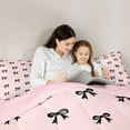 thumbnail image 5 of Homewish Girl Lovely Bowknot Bedding Comforter Set,Cute Cartoon Bow Twin Comforter Sets,Kawaii Black Bowtie Bedding Set For Kids,Ultra Soft Home Decor Reversible,2 Pieces, 5 of 8