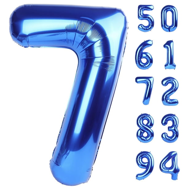 Globo IWERP número 7 azul marino de 40 cm para fiesta de cumpleaños