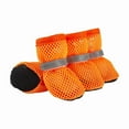 thumbnail image 2 of 4 Pcs Breathable Dog Shoes, Mesh PU Dog Booties with Magic Tape, Non-Slip Easy to Put on Pet Paw Protectors for Small Dogs, Indoor Outdoor Walking, Orange M, 2 of 4