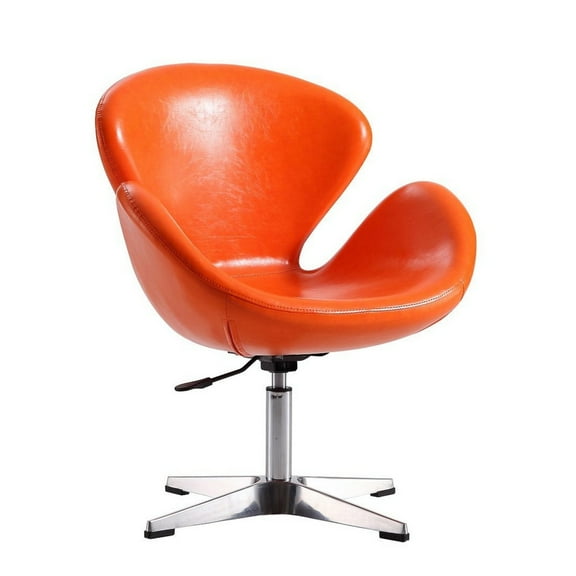Manhattan Comfort Raspberry Faux Leather Height Adjustable Chair in Orange