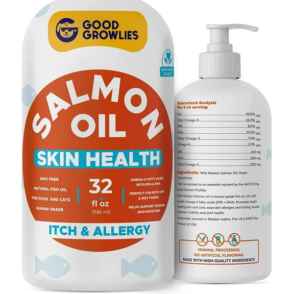 Salmon Oil for Dogs - Omega 3 & Fish Oil for Dogs (32oz) - Skin & Coat Health - Dry & Itchy Skin Relief   Allergy Support - Shiny Coat - EPA&DHA Fatty Acids - Promotes Heart, Hip & Joint Support
