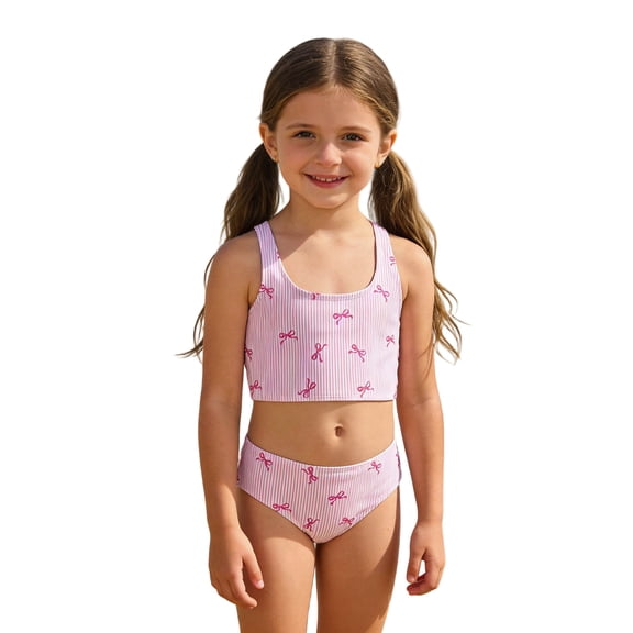Jamsmile Toddler Girls Bikinis 2 Piece Swimsuit Cute Strappy Top And Scoop Bottoms Summer Floral Print Tankinis Beach Swimwear