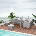 thumbnail image 2 of Outsunny Ensemble de Mobilier de Patio en Osier 5 Pcs avec Coussins, Beige, 2 of 10