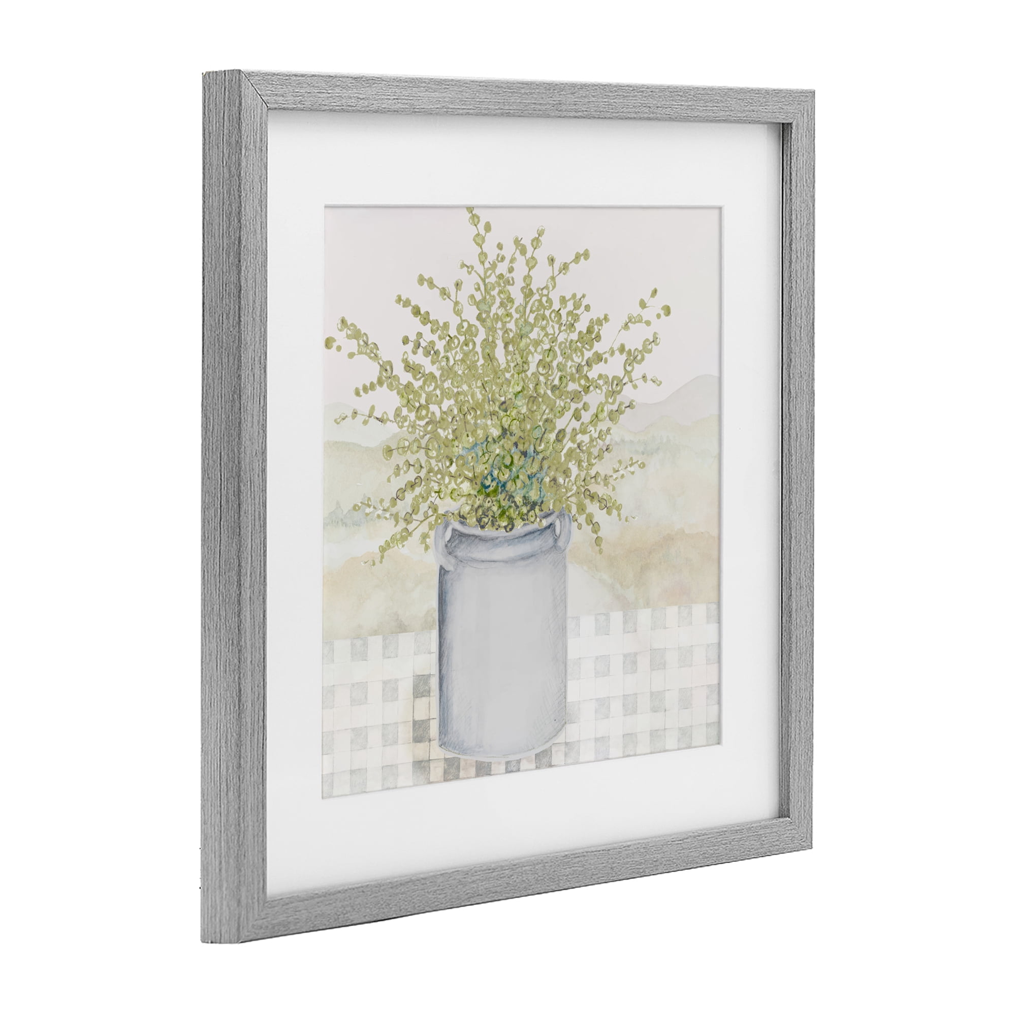 Stupell Industries Potted Farm Herbs Gray Framed Print Under Glass, design by Janice Gaynor