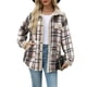 thumbnail image 2 of Chaqueta de Franela para Mujer, Estilo Otoño, A Cuadros, con Botones, Larga, Informal, de Forro , con Bolsillos. Arroz con Albaricoque L, 2 of 8