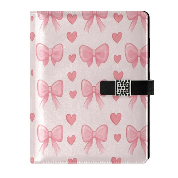 Leather Planner Leather Notebook Notebook Journal Binder Design Pen Pocket Design Convenient for Storage Pink Bow