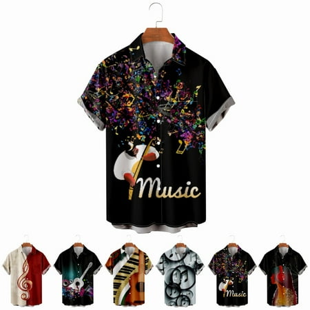 

LANLIN Unisex Youth Music Festival Graphic Hawaiian Shirts Loose Fit Vacation Clothing Sizes Kids-Adult Unisex