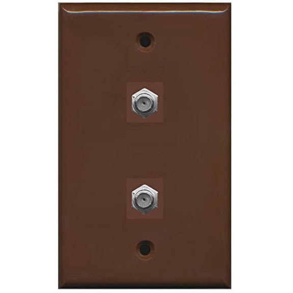 RiteAV - 2 Port Coax Cable TV- F-Type Wall Plate - Brown