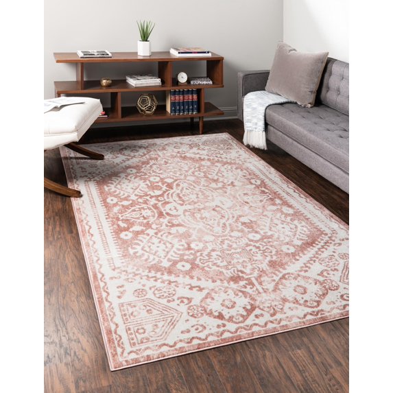 Unique Loom Radcliffe Oxford Rug , 4' 0" x 4' 0" ,Pink