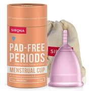 Sirona Reusable Menstrual Cup for Women - Medium Size with Pouch, Ultra Soft, Odour and Rash Free, No Leakage, Protection for Up to 8-10 Hours, FDA Approved