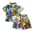 thumbnail image 2 of Pitauce Little Boys Summer Hawaiian Beach Outfits Short Sleeve Button Down Shirts with Shorts 2 Piece Casual Clothes Set for Kids 1-8 Years, 2 of 3