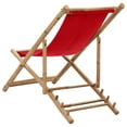 thumbnail image 3 of vidaXL Chaise Longue en Bambou et Toile Rouge, 3 of 5