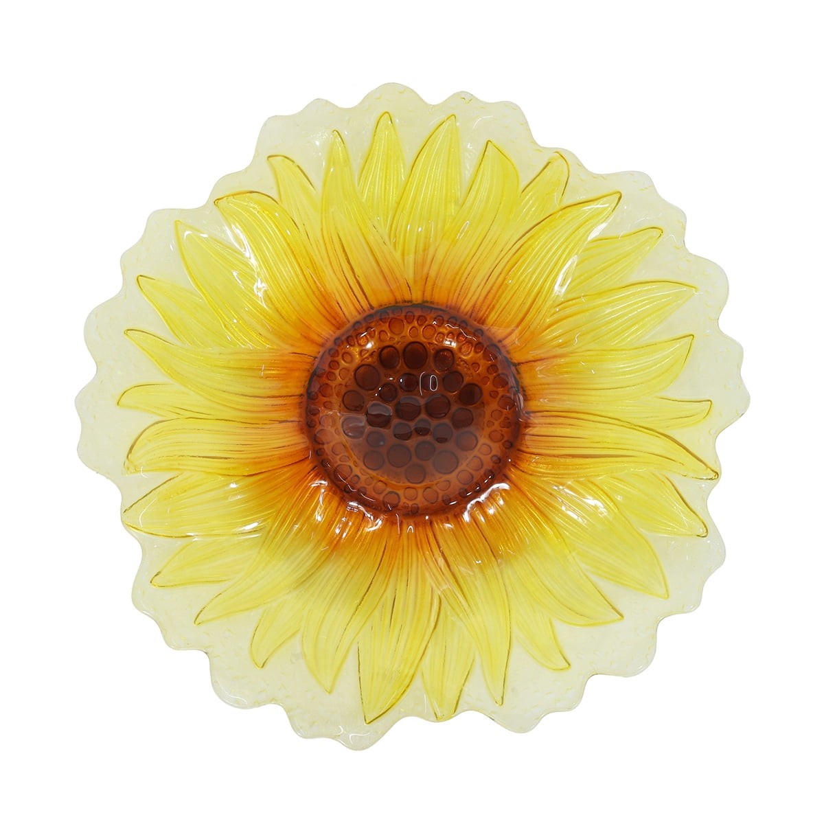 Briarwood Lane Summer Glass Birdbath Including Metal Stand Sunflower For Summer Birdbath