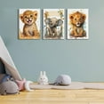 thumbnail image 2 of Hieng 3Pcs Safari Nursery Canvas Wall Art watercolor baby Animal Wall Decor Lovely Jungle Animal Picture Painting Kids Room Prints artwork for Boy Girl and Baby Room wall decoration, 2 of 5