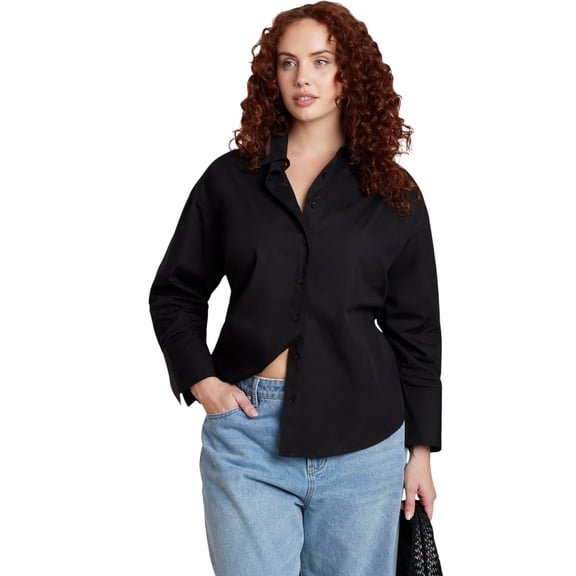 ELOQUII Women's Plus Size Tie Back Button Up Top