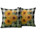 thumbnail image 2 of Sunflower Pillow Covers 18x18 Set of 2 Spring Summer Yellow Floral Butterfly Buffalo Plaid Decorative Throw Pillows Outdoor Farmhouse Pillowcases Linen Cushion Case Decor for Home Sofa Couch Bed, 2 of 6
