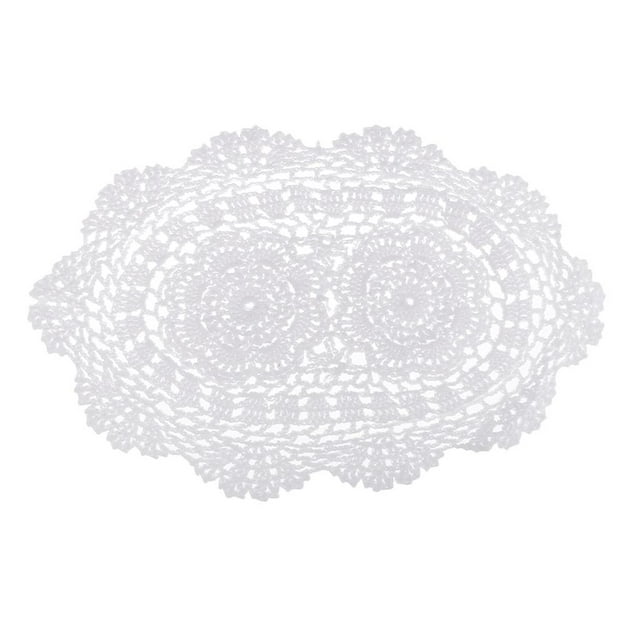 GUOOL Nappe Ronde Rustique au Crochet Chemin de Table Coton Blanc Napperons Faits à la Main
