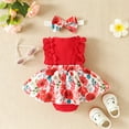 thumbnail image 2 of Letiane Infant Baby Girl Romper Outfits Sleeveless Ruffle One Piece Floral Jumpsuit Dresses and Headband Summer Baby Clothes, 2 of 8