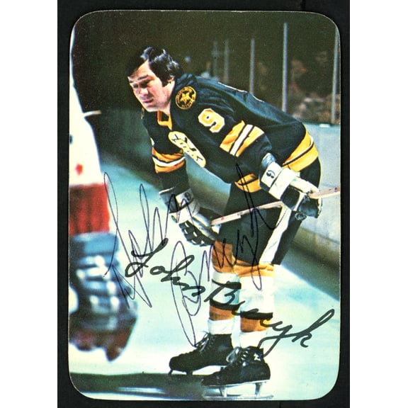 John "Johnny" Bucyk Autographed 1976-77 Topps Glossy Card #14 Boston Bruins SKU #151894