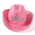 thumbnail image 1 of Cowboy Hat Brim Feather Edge Tiara Cowgirl Cap Holiday Costume Party, Pink B, 1 of 6