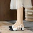 thumbnail image 3 of Slingback Heels for Women，Round Toe Chunky Heeled  Ankle Strap  Splicing Dress Shoes, 3 of 5