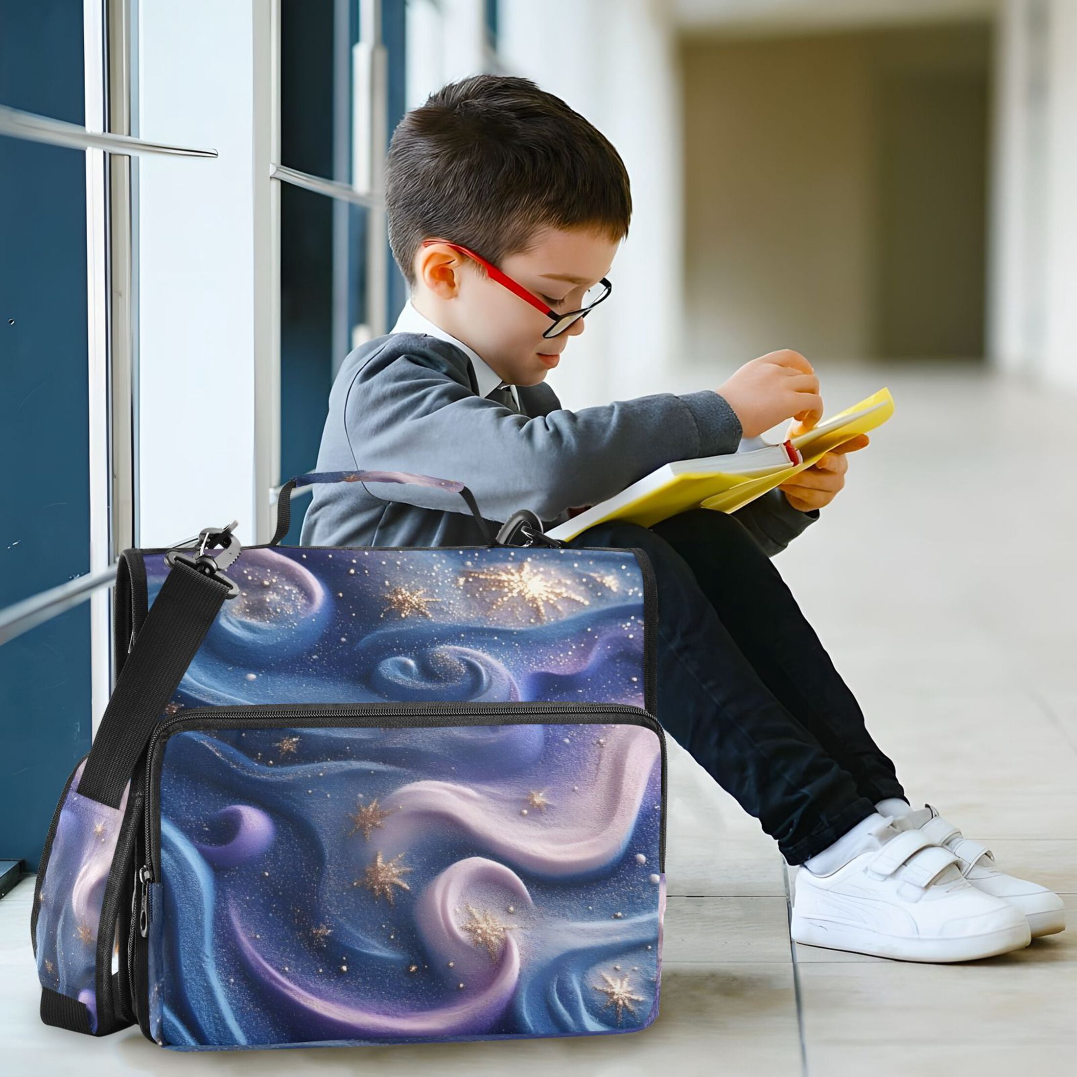 3 Ring Zipper Binder with Shoulder Strap Waterproof Trapper Keeper 2 Inch D-Ring 500 Sheets Capacity 3d Starry Sky