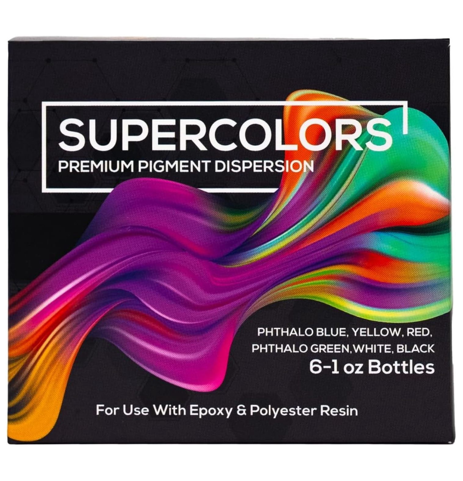 Epoxy Resin Color Pigment, Super Colors Pigment, Professional Highly Concentrated Pure Epoxy Pigment, Use with Mica Powder for Epoxy, Resin Dye, Epoxy Dye, Black Dye, 6 Colors, 6 oz Total
