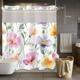 thumbnail image 5 of Spring Floral No Hooks Shower Curtain with Snap-in Liner Romantic Gradient Pink Yellow Purple Flowers Farmhouse Shower Curtains for Bathroom, Waterproof, Easy Install, Washable 66"x72", 5 of 9