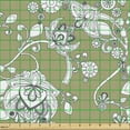 thumbnail image 2 of Ambesonne Flower Fabric by the Yard Upholstery, Doodle Style Spring Bloom, 3 Yards, Sepia Black and White, 2 of 5