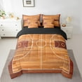 thumbnail image 2 of Erosebridal Basketball Sheet Set Sports Games Bedding Set Bedroom Decor Ball Themed Court Comforter 7 Pieces Brown Print Full Size, 2 of 5