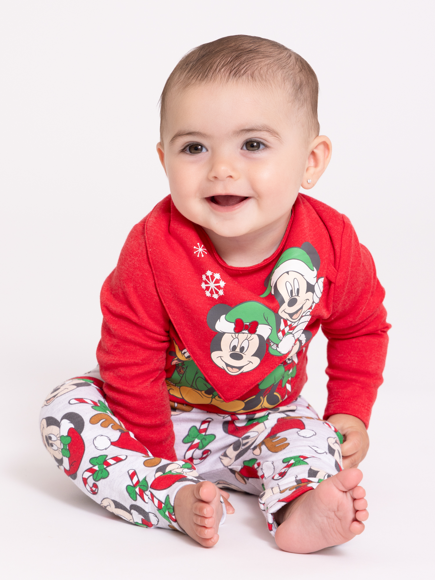 Character Infant Baby Holiday Take Me Home, Bib, Long-Sleeve Bodysuit, and Pants Outfit Set, 3-Piece Sizes Newborn-12 Months